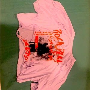 Cropped distressed t shirt